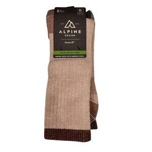 Alpine Design Hiking Sock Merino Wool Size XL Men's 13-15 NWT Brown Gray